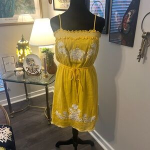 Twenty One Yellow Embroidered Detail Dress